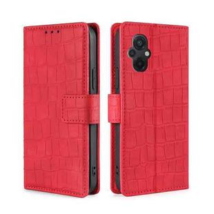 For Xiaomi Poco M5 4G Skin Feel Crocodile Magnetic Clasp Leather Phone Case(Red)