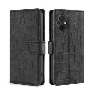 For Xiaomi Poco M5 4G Skin Feel Crocodile Magnetic Clasp Leather Phone Case(Black)