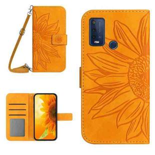 For Wiko Power U30 Skin Feel Sun Flower Pattern Flip Leather Phone Case with Lanyard(Yellow)