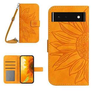 For Google Pixel 6 Skin Feel Sun Flower Pattern Flip Leather Phone Case with Lanyard(Yellow)