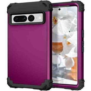 For Google Pixel 7 Pro 5G 3 in 1 Shockproof PC + Silicone Protective Phone Case(Dark Purple+Black)