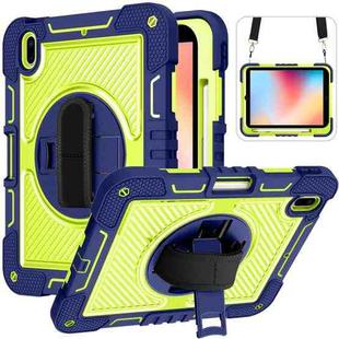 For iPad 10th Gen 10.9 2022 360 Degree Rotation Shockproof Silicone + PC Tablet Case(Navy+Yellow Green)