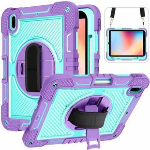 For iPad 10th Gen 10.9 2022 360 Degree Rotation Shockproof Silicone + PC Tablet Case(Purple + Mint Green)