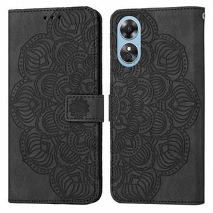 For OPPO A17 Mandala Embossed Flip Leather Phone Case(Black)
