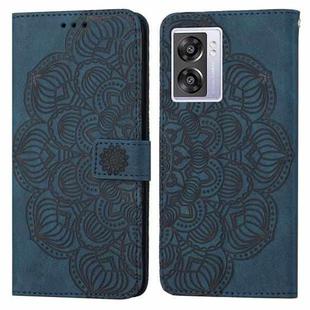 For OPPO A17 Mandala Embossed Flip Leather Phone Case(Blue)