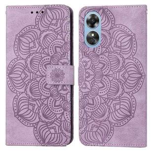 For OPPO A17 Mandala Embossed Flip Leather Phone Case(Purple)