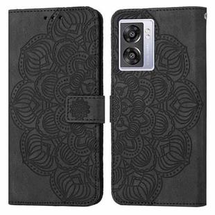 For OPPO A57 2022 Mandala Embossed Flip Leather Phone Case(Black)