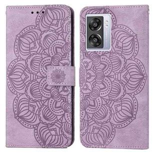 For OPPO A57 2022 Mandala Embossed Flip Leather Phone Case(Purple)