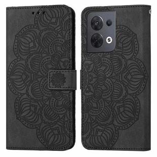 For OPPO Reno8 Mandala Embossed Flip Leather Phone Case(Black)