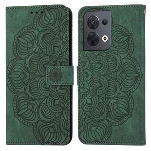 For OPPO Reno8 Mandala Embossed Flip Leather Phone Case(Green)