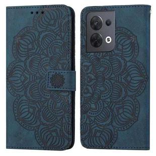 For OPPO Reno8 Mandala Embossed Flip Leather Phone Case(Blue)