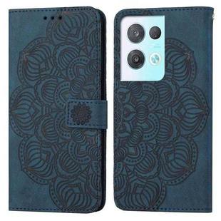 For OPPO Reno8 Pro Mandala Embossed Flip Leather Phone Case(Blue)