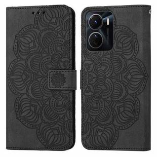 For vivo Y16 Mandala Embossed Flip Leather Phone Case(Black)