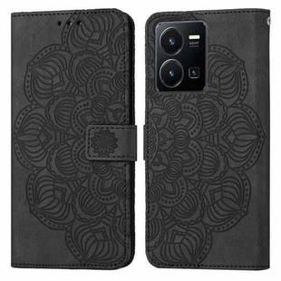 For vivo Y22s Mandala Embossed Flip Leather Phone Case(Black)