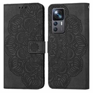 For Xiaomi 12T / 12T Pro / Redmi K50 Ultra Mandala Embossed Flip Leather Phone Case(Black)