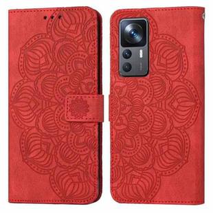 For Xiaomi 12T / 12T Pro / Redmi K50 Ultra Mandala Embossed Flip Leather Phone Case(Red)