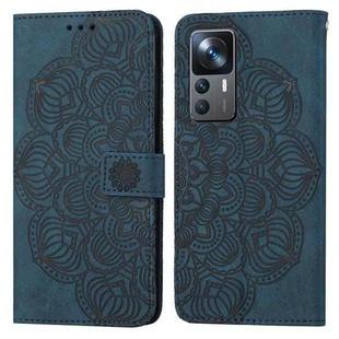 For Xiaomi 12T / 12T Pro / Redmi K50 Ultra Mandala Embossed Flip Leather Phone Case(Blue)