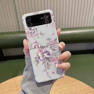 For Samsung Galaxy Z Flip3 5G Flower Series Shockproof PC Phone Case(Blue Flower)