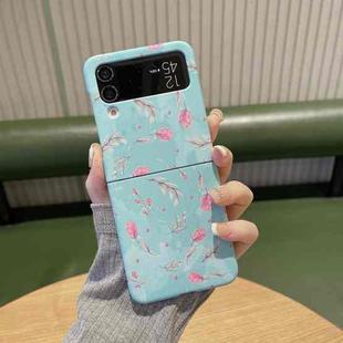 For Samsung Galaxy Z Flip3 5G Flower Series Shockproof PC Phone Case(Cyan Pink Flower)