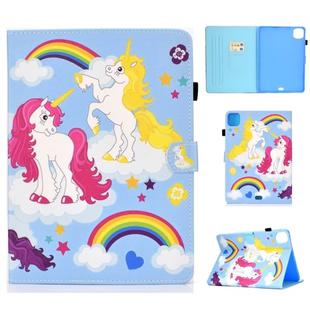 For iPad Pro 11 (2020) Sewing Thread Horizontal Painted Flat Leather Tablet Case with Sleep Function & Pen Cover & Anti Skid Strip & Card Slot & Holder(Color Unicorn)