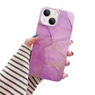 For iPhone 14 Glitter Powder Marble Phone Case(Purple Gold)