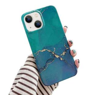 For iPone 14 Plus Glitter Powder Marble Phone Case(Dark Green)