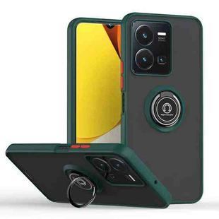 For vivo Y35 Q Shadow 1 Series TPU + PC Phone Case with Ring(Dark Green)