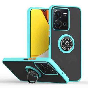 For vivo Y35 Q Shadow 1 Series TPU + PC Phone Case with Ring(Sky Blue)