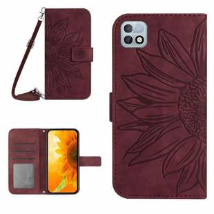 For Infinix Hot 10i / Smart 5 Pro Skin Feel Sun Flower Pattern Flip Leather Phone Case with Lanyard(Wine Red)