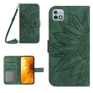 For Infinix Hot 10i / Smart 5 Pro Skin Feel Sun Flower Pattern Flip Leather Phone Case with Lanyard(Green)