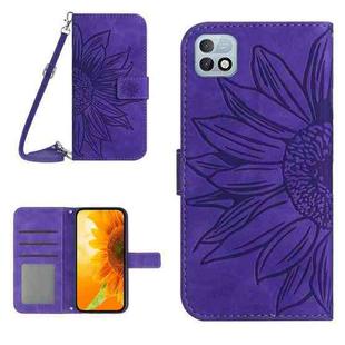 For Infinix Hot 10i / Smart 5 Pro Skin Feel Sun Flower Pattern Flip Leather Phone Case with Lanyard(Dark Purple)