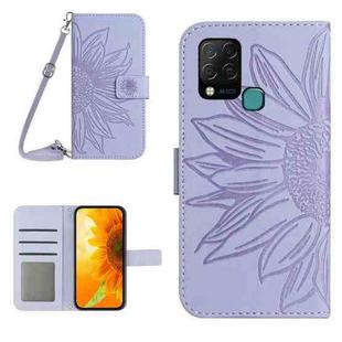 For Infinix Hot 10S / 10S NFC Skin Feel Sun Flower Pattern Flip Leather Phone Case with Lanyard(Purple)