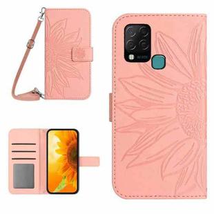 For Infinix Hot 10S / 10S NFC Skin Feel Sun Flower Pattern Flip Leather Phone Case with Lanyard(Pink)