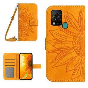For Infinix Hot 10S / 10S NFC Skin Feel Sun Flower Pattern Flip Leather Phone Case with Lanyard(Yellow)