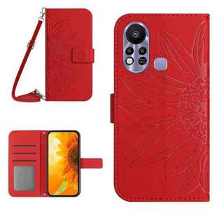 For Infinix Hot 11S Skin Feel Sun Flower Pattern Flip Leather Phone Case with Lanyard(Red)