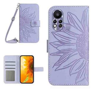 For Infinix Hot 11S Skin Feel Sun Flower Pattern Flip Leather Phone Case with Lanyard(Purple)