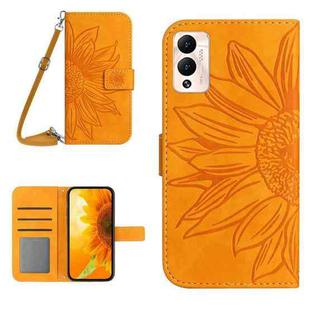 For Infinix Hot 12 Play Skin Feel Sun Flower Pattern Flip Leather Phone Case with Lanyard(Yellow)