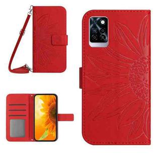 For Infinix Note 10 Pro Skin Feel Sun Flower Pattern Flip Leather Phone Case with Lanyard(Red)