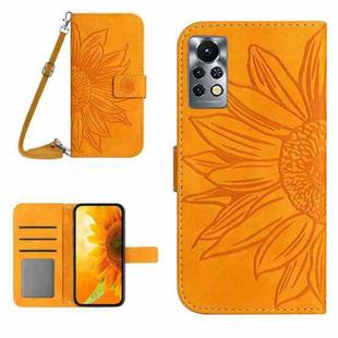 For Infinix Note 11 Pro / Note 11s Skin Feel Sun Flower Pattern Flip Leather Phone Case with Lanyard(Yellow)