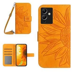 For Infinix Note 12 G96 Skin Feel Sun Flower Pattern Flip Leather Phone Case with Lanyard(Yellow)