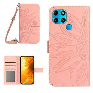 For Infinix Smart 6 Skin Feel Sun Flower Pattern Flip Leather Phone Case with Lanyard(Pink)