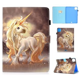 For iPad Pro 11 (2020) Sewing Thread Horizontal Painted Flat Leather Tablet Case with Sleep Function & Pen Cover & Anti Skid Strip & Card Slot & Holder(Unicorn)