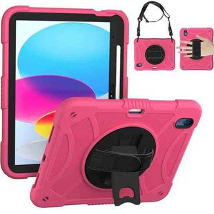 For iPad 10th 10.9 2022 Rotary Grab Silicone And PC Tablet Case(Rose Red)