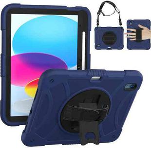 For iPad 10th 10.9 2022 Rotary Grab Silicone And PC Tablet Case(Navy Blue)