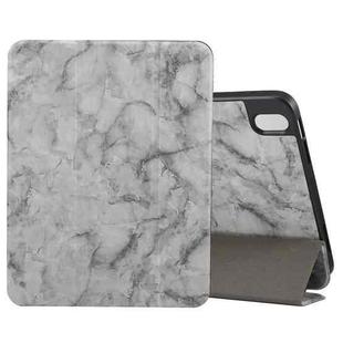 For iPad 10th Gen 10.9 2022 Three-fold Marble Texture Protective Tablet Case with Pen Slot(Black Gray)