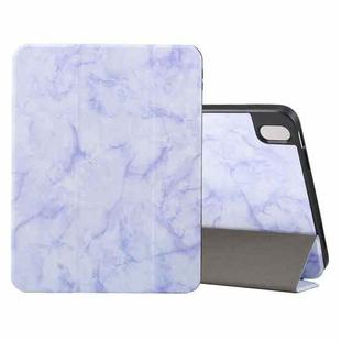 For iPad 10th Gen 10.9 2022 Three-fold Marble Texture Protective Tablet Case with Pen Slot(Purple)