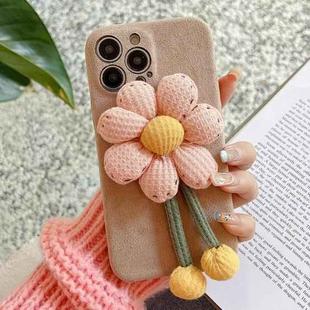 For iPhone 14 Pro Chrysanthemum Woolen Phone Case(Grey)