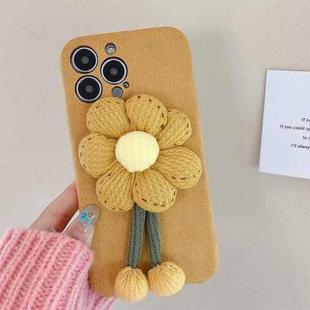 For iPhone 12 Pro Max Chrysanthemum Woolen Phone Case(Yellow)