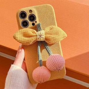 For iPhone 14 Pro Cravat Woolen Phone Case(Yellow)