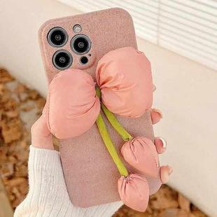 For iPhone 11 Pro Max Tulip Woolen Phone Case(Pink)